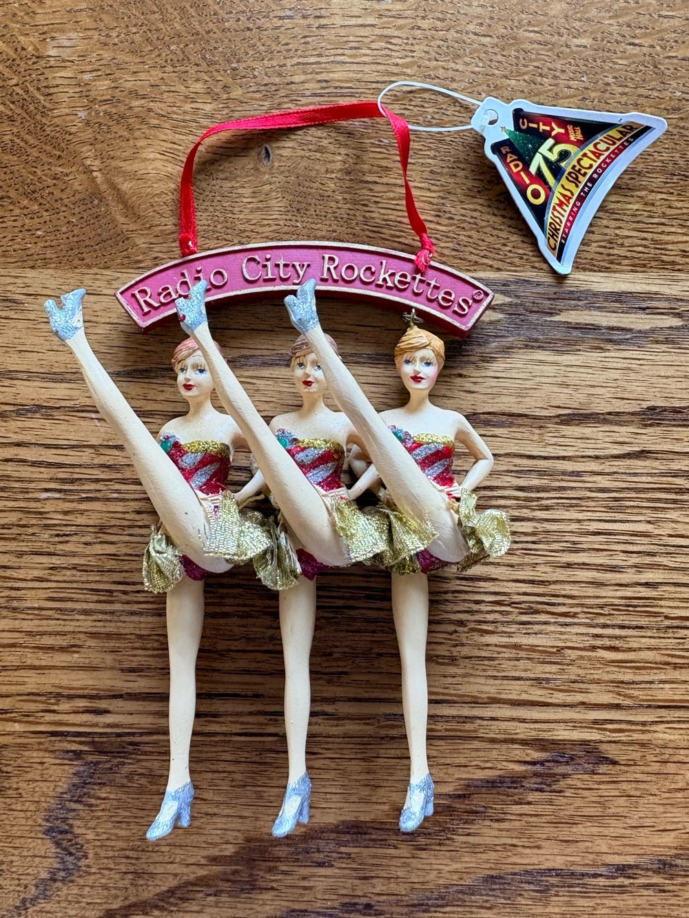 2007 3 Kicking Candy Cane Radio City Rockettes Christmas Ornament- 75th Ann.